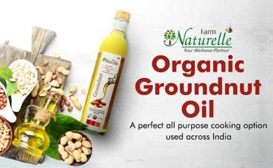 Farm Naturelle -Organic Virgin Cold Pressed Kachi Ghani Groundnut Oil, 5 LTR.,