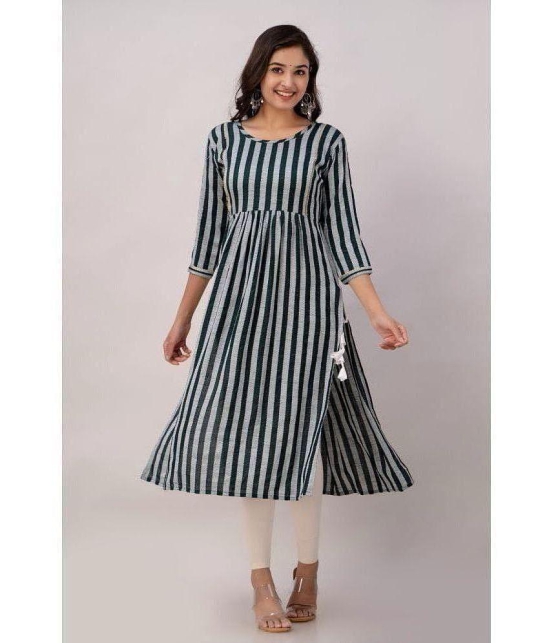 Kapadia Rayon Striped Nayra Womens Kurti - Green ( Pack of 1 ) - None