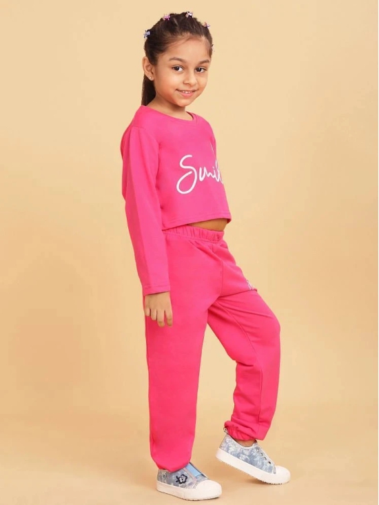 Trampoline Pink Cotton Blend Girls Top With Joggers ( Pack of 1 ) - None