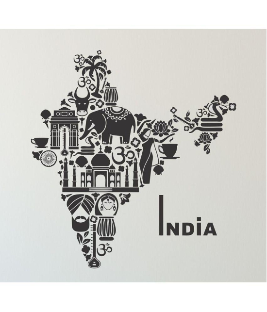 Asmi Collection Self Adhesive Indian Culture Map Wall Sticker ( 65 x 60 cms )