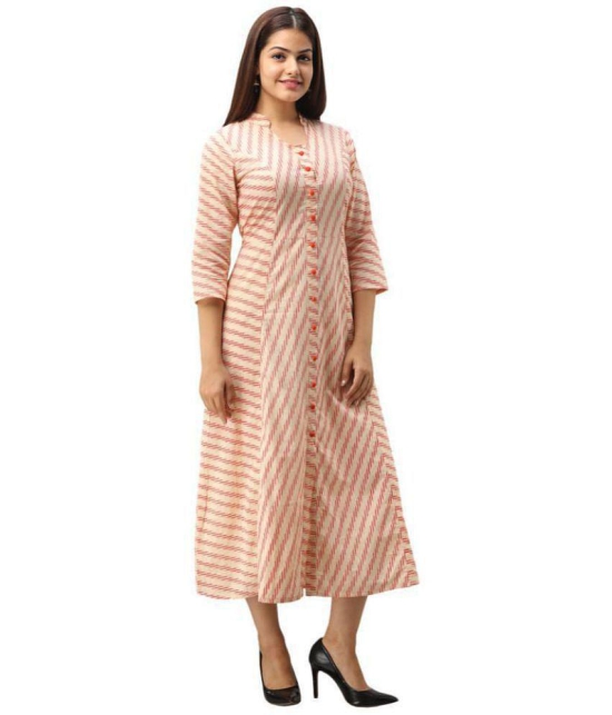 SVARCHI - Orange Cotton Blend Womens A-line Kurti ( Pack of 1 ) - S