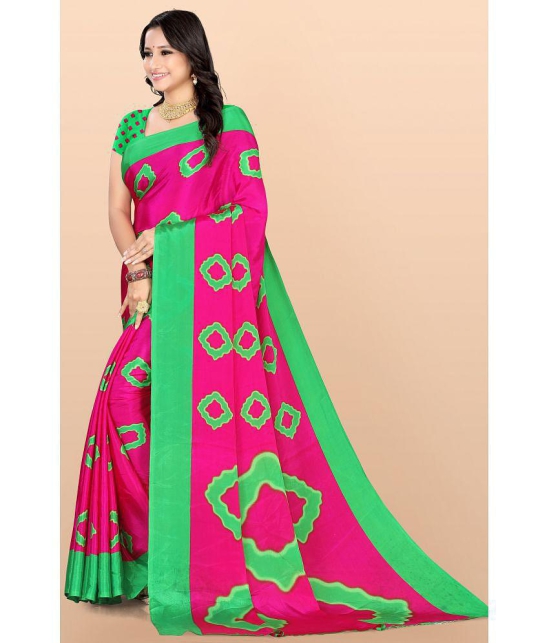 LEELAVATI - Pink Crepe Saree With Blouse Piece ( Pack of 1 ) - Pink