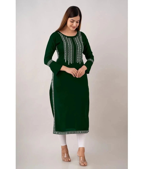 Kapadia - Green Rayon Womens Straight Kurti ( Pack of 1 ) - None