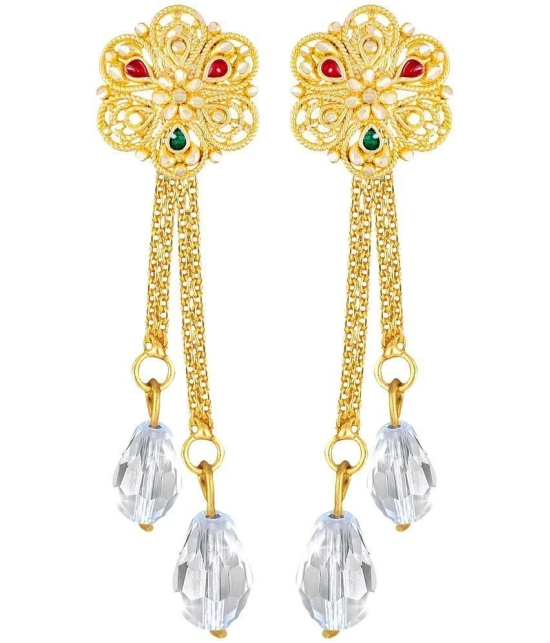 Vighnaharta Golden Drop Earrings ( Pack of 1 ) - Golden