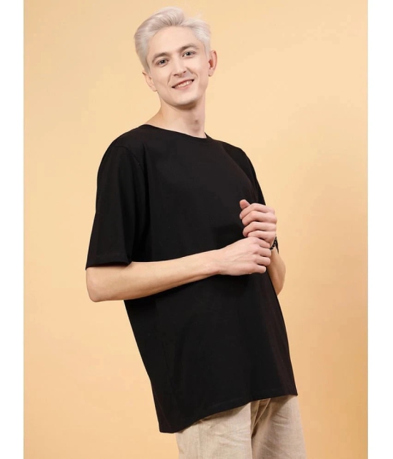 Rigo Cotton Oversized Fit Printed Half Sleeves Mens T-Shirt - Black ( Pack of 1 ) - None