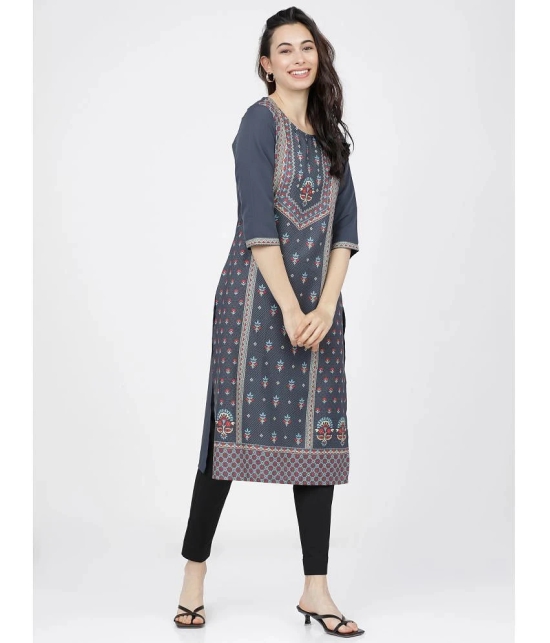 Ketch Polyester Printed Straight Womens Kurti - Grey ( Pack of 1 ) - None