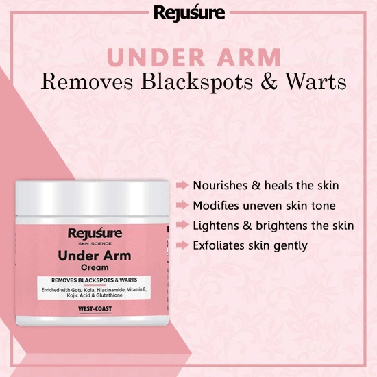 Rejusure Under Arm Cream - Brightens  Pores  Dark Spots  Warts  Underarm Care - 50 gm-Rejusure Under Arm Cream - Brightens | Pores & Dark Spots | Warts | Underarm Care - 50 gm