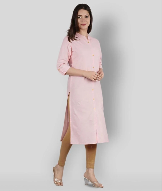 KIPEK - Pink Cotton Womens Front Slit Kurti - L