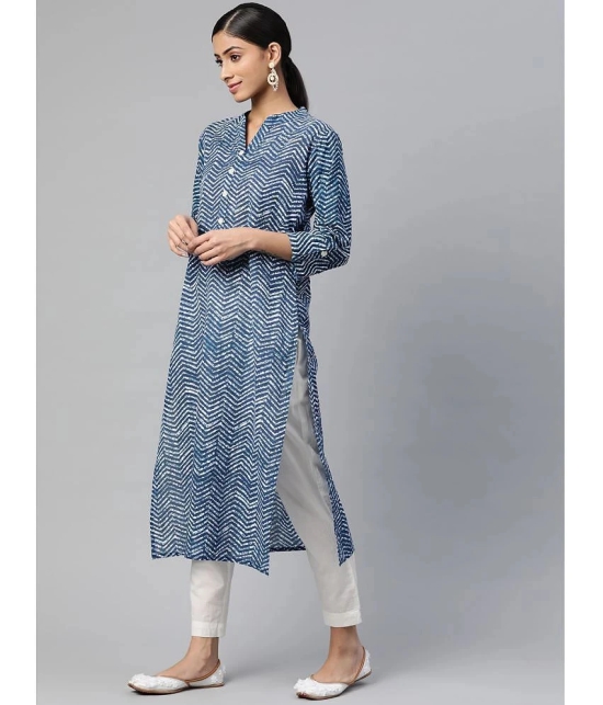 SVARCHI - Blue Cotton Womens Straight Kurti ( Pack of 1 ) - None