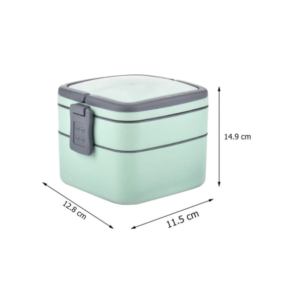 Ia Wow Store GREEN DOUBLE-LAYER PORTABLE LUNCH BOX