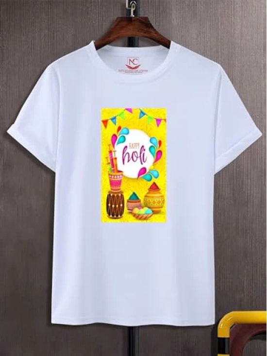 NITYANAND CREATIONS Round Neck White Holi T-Shirt for MEN-HOLI-T-SHIRT-11537-XL