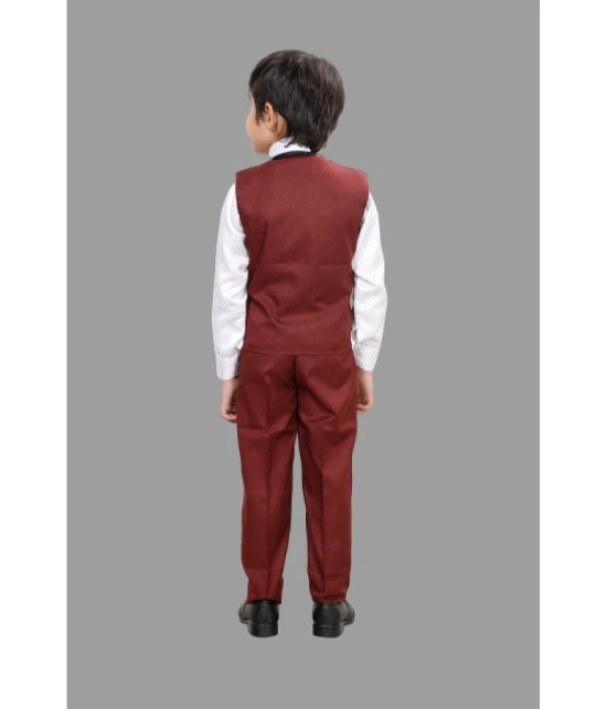 DKGF Fashion - Maroon Cotton Blend Boys Shirt & Pants ( Pack of 1 ) - None