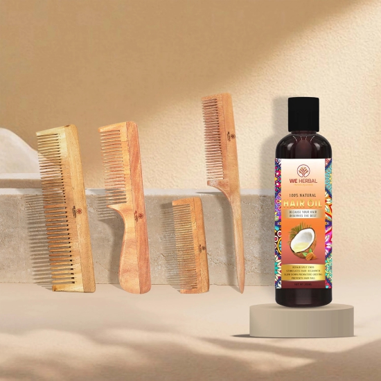 Hair Oil & Pure Neem Comb Pack Combo-ZA