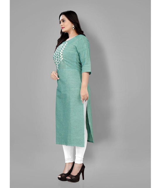 RIAANA - Green Cotton Women's Straight Kurti ( Pack of 1 ) - None