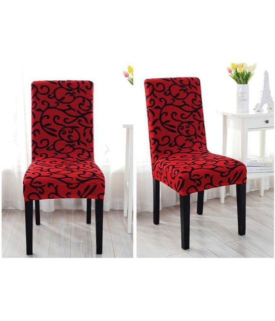 House Of Quirk 1 Seater Polyester Chair Cover ( Pack of 4 ) - Red