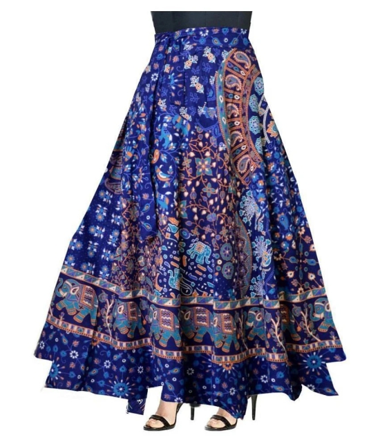 Rangun Cotton Pleated Skirt - Blue - 33-36