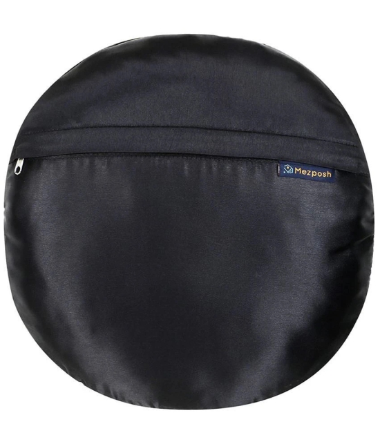 mezposh - Black Set of 1 Satin Round Cushion Cover - Black