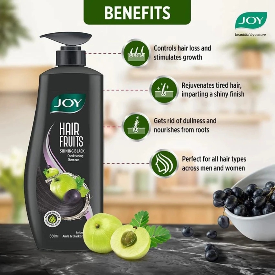 Joy Shining Black Amla Conditioning Shampoo for Long & Strong Hair 650ml, (Pack of 1)