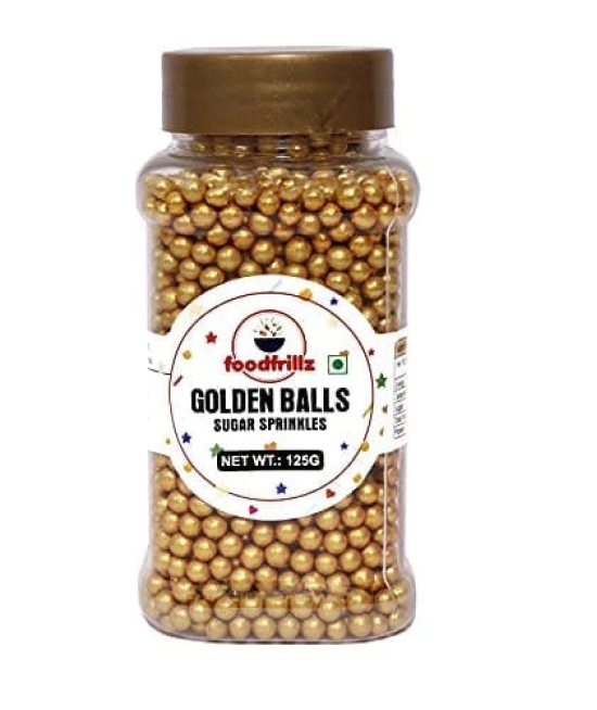 foodfrillz Golden Balls (125 g) Golden Dragees | Decorative Balls for cake d?cor