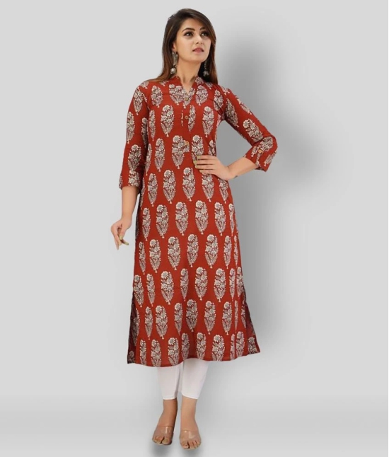 SVARCHI - Maroon Cotton Womens Straight Kurti ( Pack of 1 ) - S