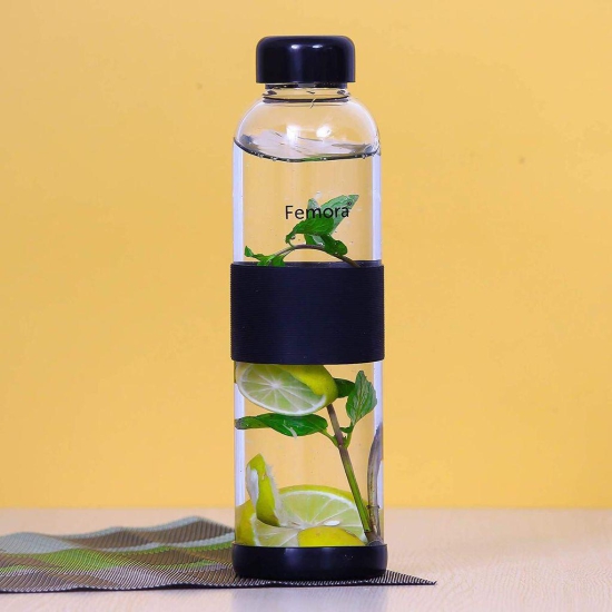 Femora Borosilicate Glass Silicone Grip Fridge Bottle
