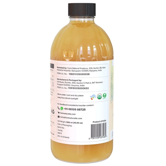 Farm Naturelle Organic Apple Cider Vinegar with Mother and Infused Ginger and Turmeric, 500 ml Along with Raw Acacia Forest Honey, 250 g (Glass Bottle)