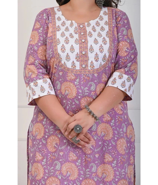 Swasti Cotton Printed Straight Womens Kurti - Purple ( Pack of 1 ) - None