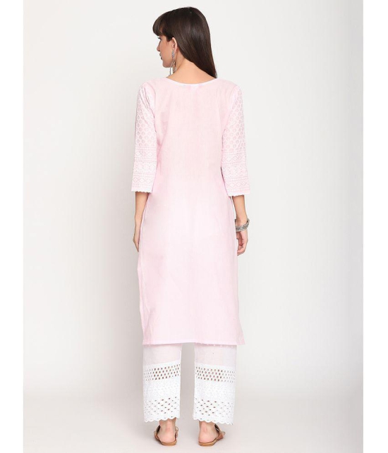 Queenley - Pink Cotton Women's Straight Kurti ( Pack of 1 ) - 4XL