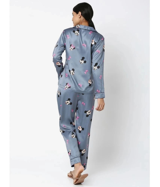 Smarty Pants - Grey Satin Womens Nightwear Nightsuit Sets ( Pack of 1 ) - None