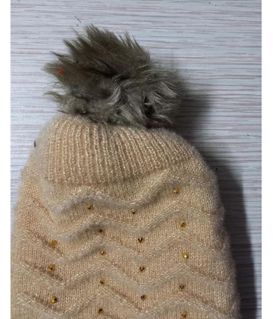 Whyme Fashion Women's Beige Woollen Caps For Winter ( Pack of 1 ) - Beige