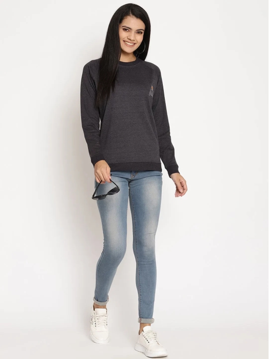 Women Explorer Black Solid Sweatshirt-S