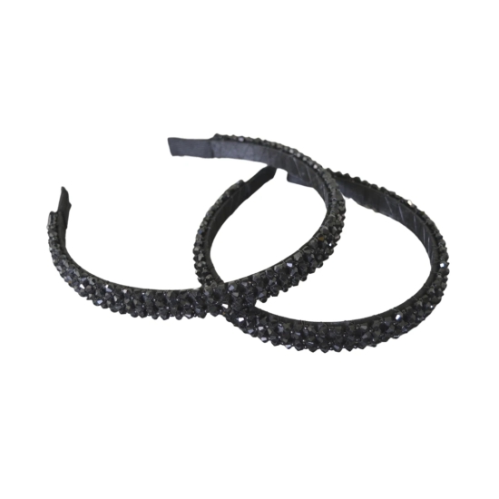 Flaunt Your Style - Crystal 4 Layer Hair Bands-Midnight Black