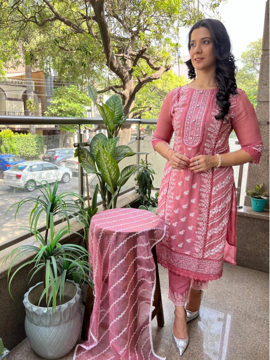 SAANJH PINK STRAIGHT SUIT-XXL