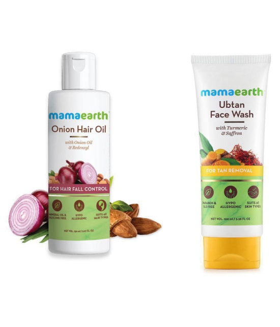 Mamaearth Onion Hair Oil 150ml & Ubtan Face Wash 100ml