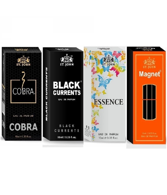 ST.JOHN Cobra ,Black Current ,Essence & Magnet Pocket Perfume for Men 10 ml ( - Pack of 4 )