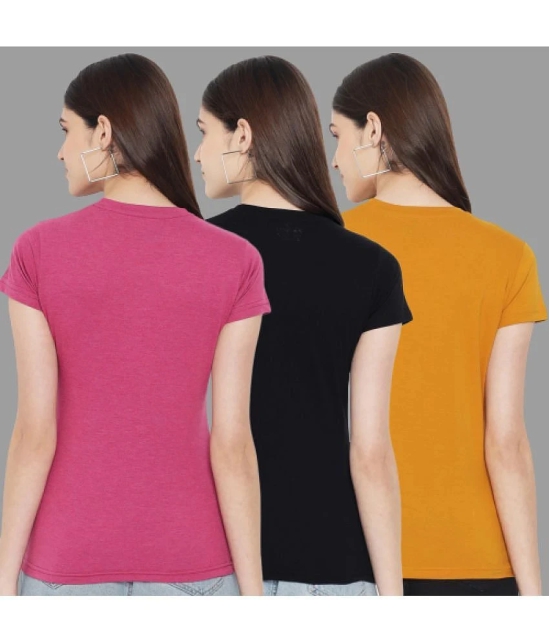 Fabflee - Multi Color Cotton Regular Fit Womens T-Shirt ( Pack of 3 ) - None