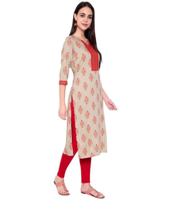 GOD BLESS Beige Rayon Straight Kurti - Single - XL