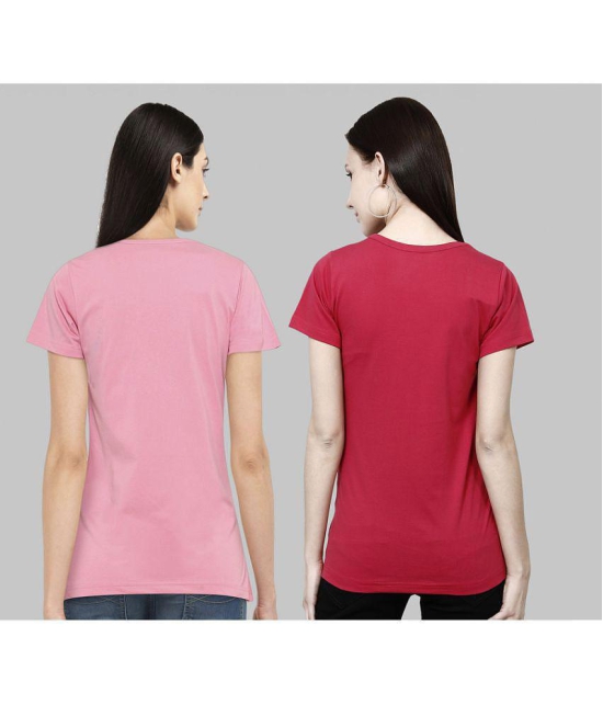 CHOZI - Pink Cotton Regular Fit Women's T-Shirt ( Pack of 2 ) - None