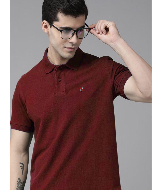 ADORATE Cotton Blend Regular Fit Solid Half Sleeves Mens Polo T Shirt - Maroon ( Pack of 1 ) - None