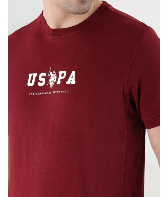 U.S. Polo Assn. Cotton Regular Fit Printed Half Sleeves Mens T-Shirt - Maroon ( Pack of 1 ) - None