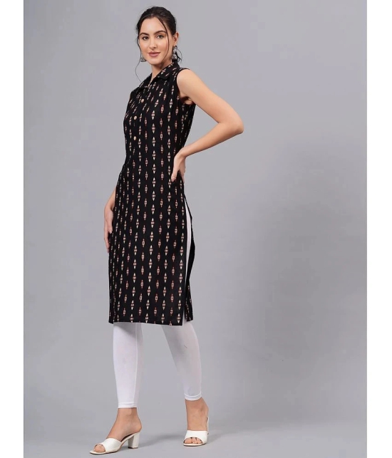 JC4U Rayon Printed Straight Womens Kurti - Black ( Pack of 1 ) - None