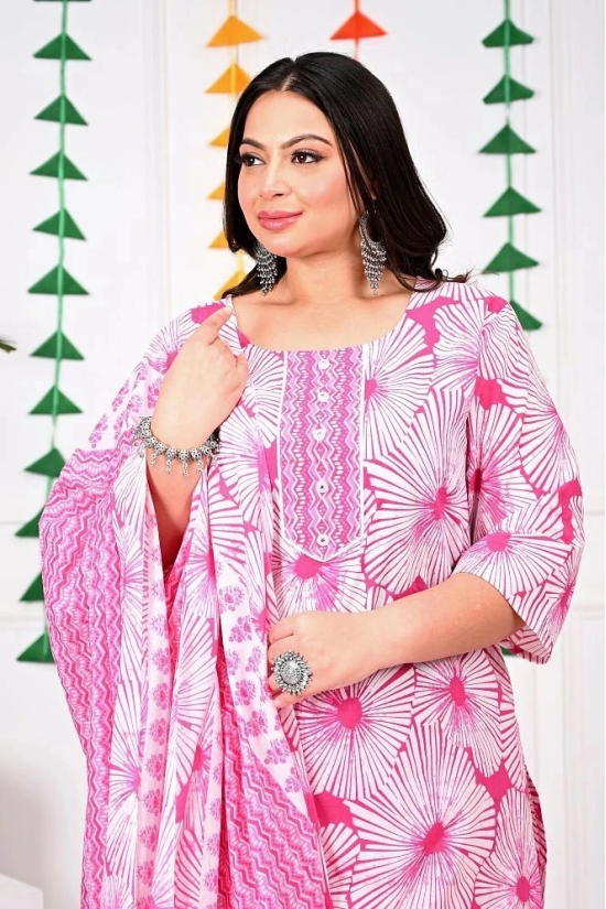 Swasti Cotton Printed Straight Womens Kurti - Pink ( Pack of 1 ) - None