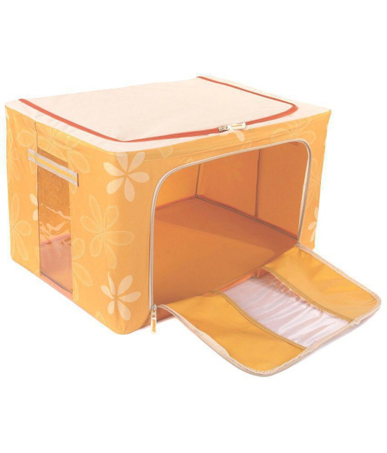 Uberlyfe Yellow Foldable Cloth Storage Box With Steel Frame