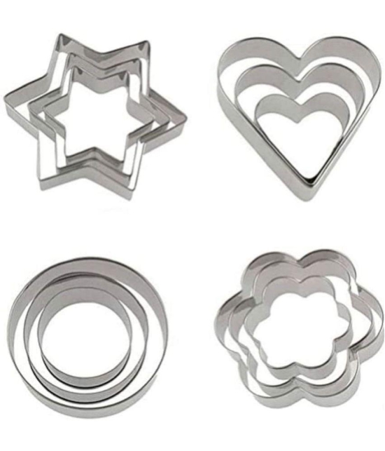 purple dust - Silver Stainless Steel 12 Pcs of Cookie Cutter ( Set of 1 ) - Silver