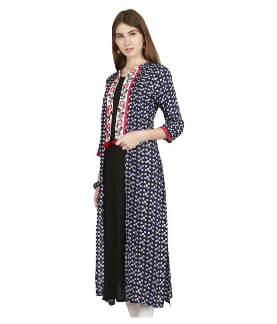 Alena - Navy Rayon Womens Jacket Style Kurti - None