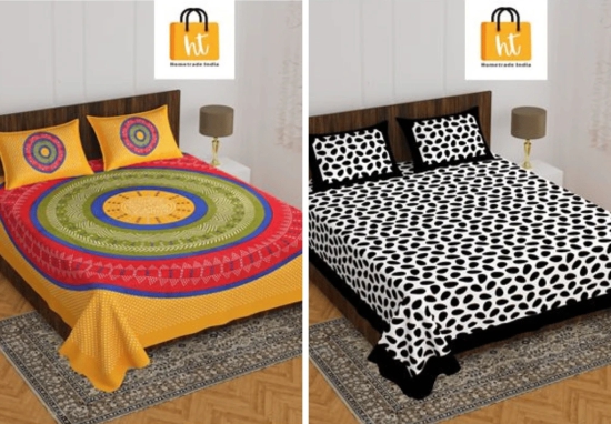 Bedsheet  Adda -100% Pure Cotton Jaipuri Printed Double Bedsheet-124