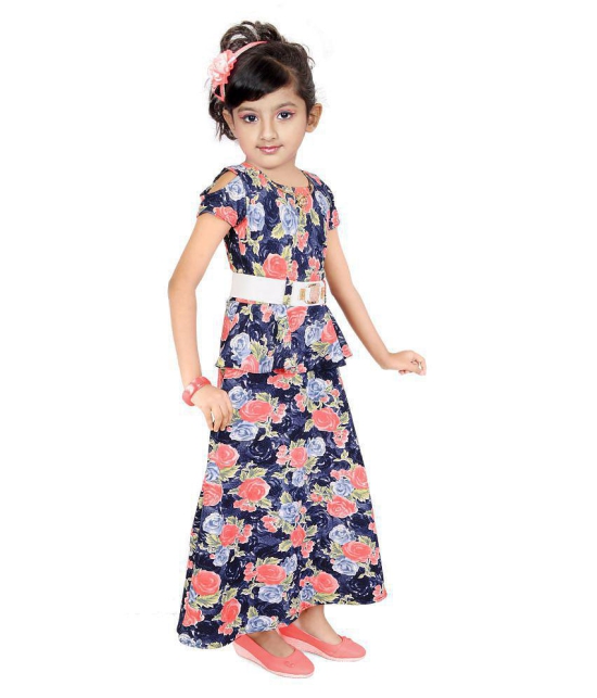 Zadmus Girls Printed Stylish Gown Dress (Blue,5 - 6 Years) - None