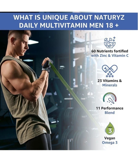 NATURYZ Daily Multivitamin Men 18+ with Highest 60 Nutrients & 11 Performance Blends - 60 Tablets