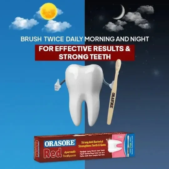 Orasore Red Toothpaste & Mouthwash Duo | 100g Paste with Free Bamboo Toothbrush  | Colorless Clear 100ml Mouthwash | Anti-Sensitivity, Anti-Bacterial, Anti-Oxidant & Anti-Inflammatory | Perfect T