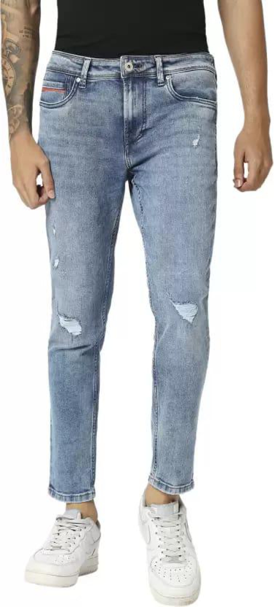 Men Skinny Mid Rise Blue Jeans